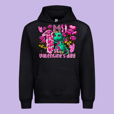 My First Valentine's Day Dragon Urban Hoodie Designed By Fadigitalartstudio