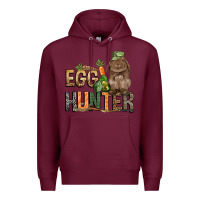 Burgundy Egg hunter with rabbit Easter Day Premium Hoodie - HowdyJamesFarm