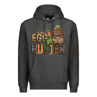 Charcoal Heather Egg hunter with rabbit Easter Day Premium Hoodie - HowdyJamesFarm
