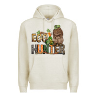 Oatmeal Heather Egg hunter with rabbit Easter Day Premium Hoodie - HowdyJamesFarm