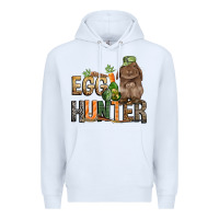 White Egg hunter with rabbit Easter Day Premium Hoodie - HowdyJamesFarm