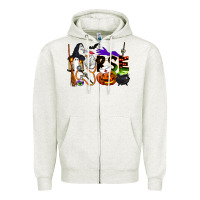 Oatmeal Heather Halloween Nurse Zipper Hoodie - LillyAllenDesigns