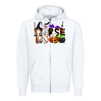 White Halloween Nurse Zipper Hoodie - LillyAllenDesigns
