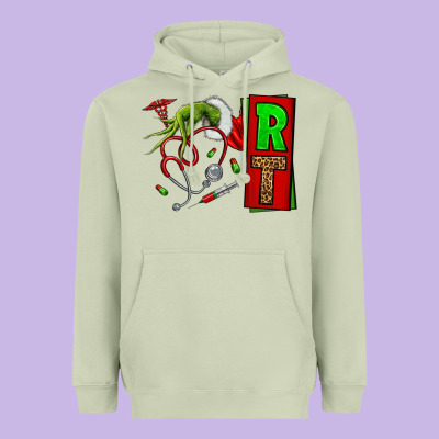 Christmas Character Nurse Heavyweight Hoodie Designed By Nancycooperartshop