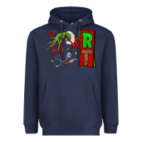 Navy Christmas Character Nurse Heavyweight Hoodie - NancyCooperArtShop