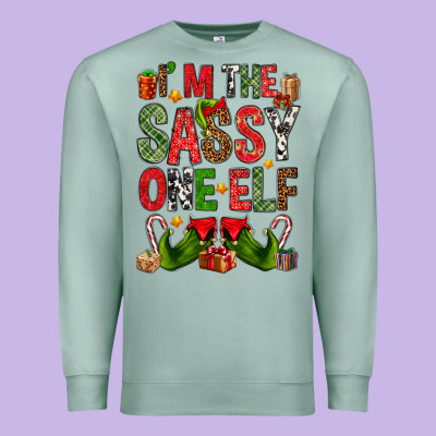 I'm The Sassy On The Elf Premium Sweatshirt Designed By Nancycooperartshop