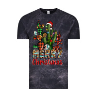 Cloud Black merry christmas cactus western Vintage Tee - BarkalooDesign