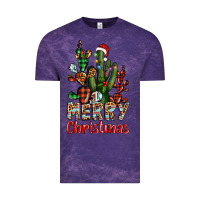 Cloud Purple merry christmas cactus western Vintage Tee - BarkalooDesign
