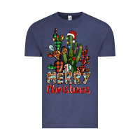 Vintage Denim merry christmas cactus western Vintage Tee - BarkalooDesign