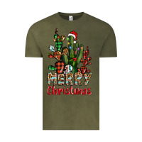 Vintage Olive merry christmas cactus western Vintage Tee - BarkalooDesign