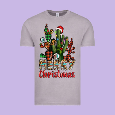 Merry Christmas Cactus Western Vintage Tee Designed By Barkaloodesign