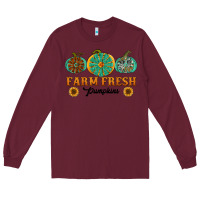 Burgundy Orange glitter pumpkin Long Sleeve Tee - NancyCooperArtShop