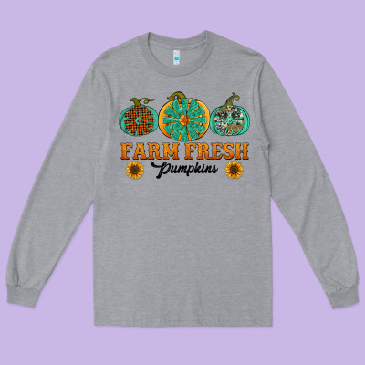 Orange Glitter Pumpkin Long Sleeve Tee Designed By Nancycooperartshop