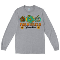 Heather Grey Orange glitter pumpkin Long Sleeve Tee - NancyCooperArtShop