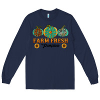 Navy Orange glitter pumpkin Long Sleeve Tee - NancyCooperArtShop