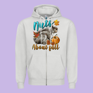 Nuts About Fall Squirrel Zipper Hoodie Designed By Lillyallendesigns