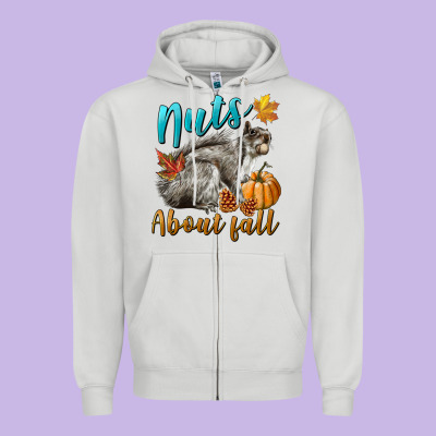 Nuts About Fall Squirrel Zipper Hoodie Designed By Lillyallendesigns