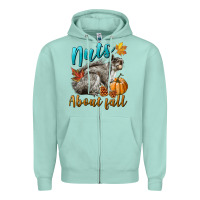 Seafoam Nuts About Fall Squirrel Zipper Hoodie - LillyAllenDesigns