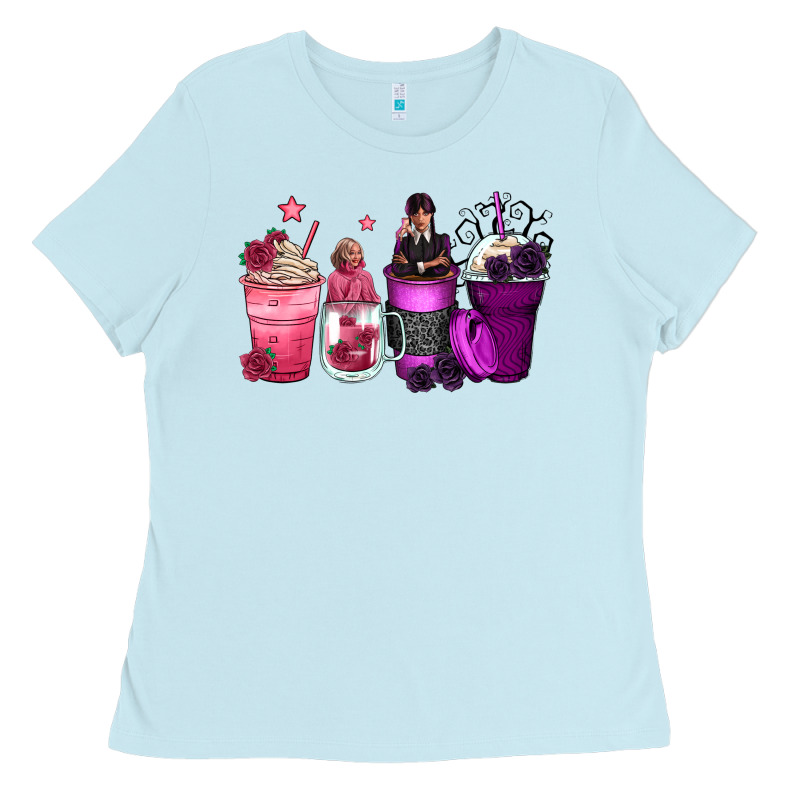 Wednesday And Enid Coffee Cups Ladies Tee by Zillion Design Studio | Teevron