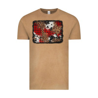 Distressed Cowhide Leopard Christmas Background Vintage Tee | Teevron