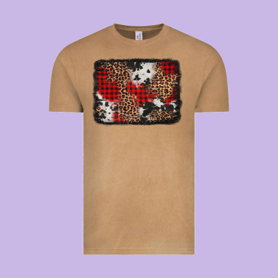 Distressed Cowhide Leopard Christmas Background Vintage Tee Designed By Jasminsmagicworld