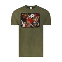 Vintage Olive distressed cowhide leopard christmas background Vintage Tee - Jasminsmagicworld