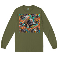 Army Green Thanksgiving Turkey sunflower turquoise Long Sleeve Tee - NancyCooperArtShop