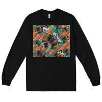 Black Thanksgiving Turkey sunflower turquoise Long Sleeve Tee - NancyCooperArtShop
