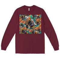 Burgundy Thanksgiving Turkey sunflower turquoise Long Sleeve Tee - NancyCooperArtShop