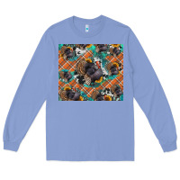 Colony Blue Thanksgiving Turkey sunflower turquoise Long Sleeve Tee - NancyCooperArtShop