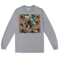 Heather Grey Thanksgiving Turkey sunflower turquoise Long Sleeve Tee - NancyCooperArtShop