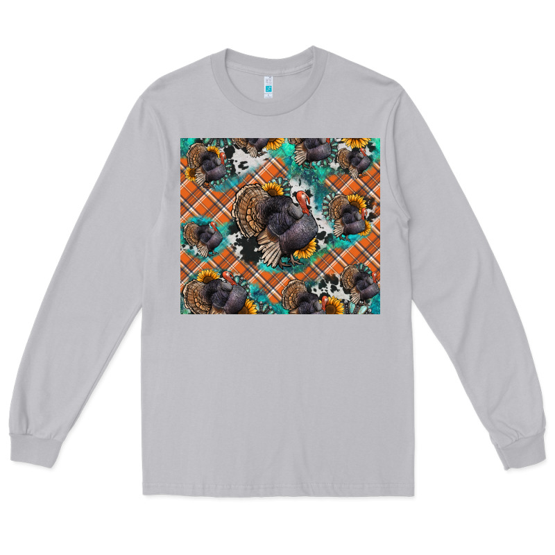 Thanksgiving Turkey Sunflower Turquoise Long Sleeve Tee by NancyCooperArtShop | Teevron