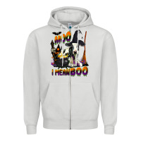 Dove Grey Moo I Mean Boo Holstein Cow Zipper Hoodie - LillyAllenDesigns