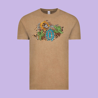 Horseshoe Leopard Gemstone Cactus Patch Vintage Tee Designed By Adodesignshop