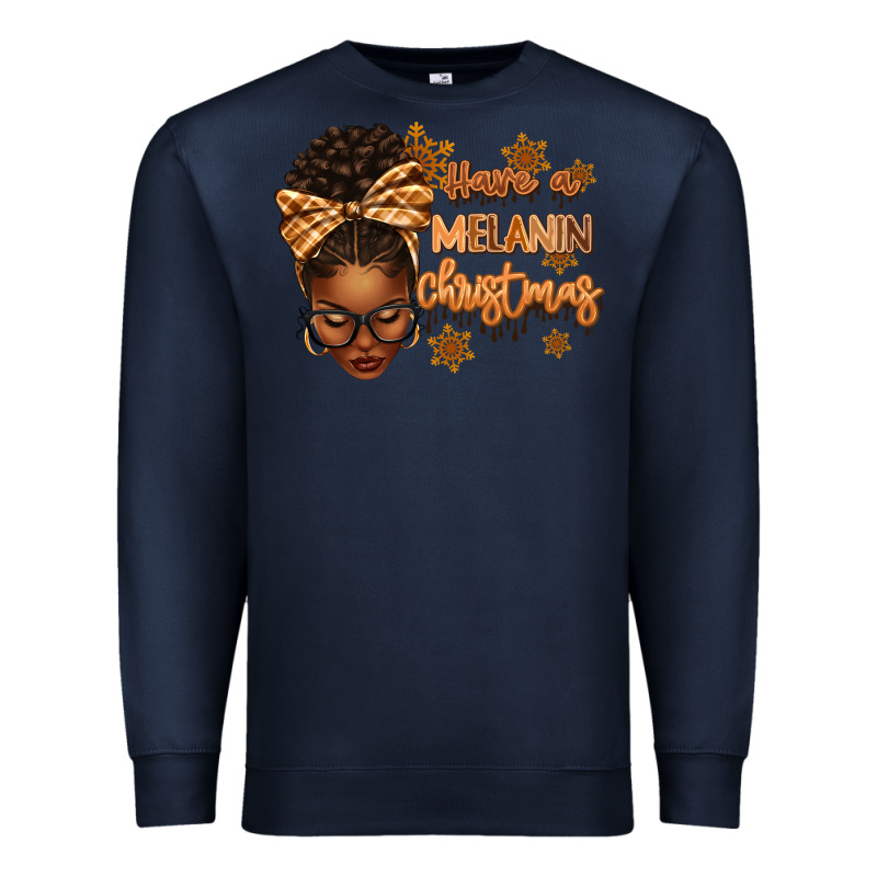 Have A Melanin Christmas Afro Woman Premium Sweatshirt by texasbilliewilder | Teevron