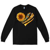 Black Childhood Cancer Awareness heart Long Sleeve Tee - NancyCooperArtShop