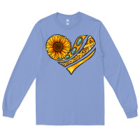 Colony Blue Childhood Cancer Awareness heart Long Sleeve Tee - NancyCooperArtShop