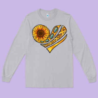 Childhood Cancer Awareness Heart Long Sleeve Tee Designed By Nancycooperartshop