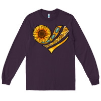 Plum Childhood Cancer Awareness heart Long Sleeve Tee - NancyCooperArtShop