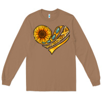 Toasted Coconut Childhood Cancer Awareness heart Long Sleeve Tee - NancyCooperArtShop
