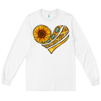 White Childhood Cancer Awareness heart Long Sleeve Tee - NancyCooperArtShop