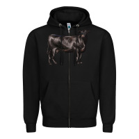 Black black angus cow Zipper Hoodie - LillyAllenDesigns