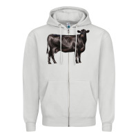 Dove Grey black angus cow Zipper Hoodie - LillyAllenDesigns