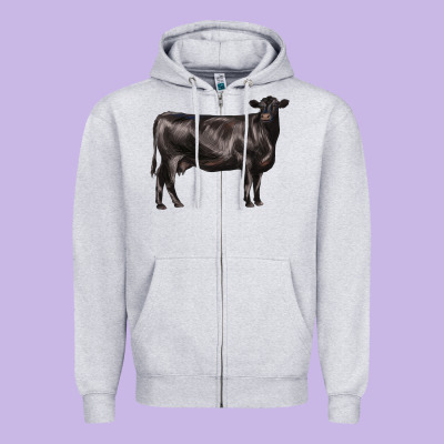 Black Angus Cow Zipper Hoodie Designed By Lillyallendesigns