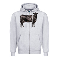 Heather Grey black angus cow Zipper Hoodie - LillyAllenDesigns