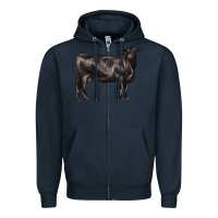 Navy black angus cow Zipper Hoodie - LillyAllenDesigns