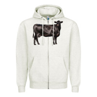 Oatmeal Heather black angus cow Zipper Hoodie - LillyAllenDesigns