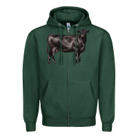 Sports Green black angus cow Zipper Hoodie - LillyAllenDesigns