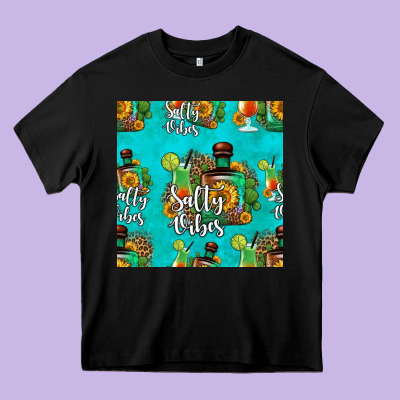 Salty Vibes Seamless Pattern Heavy Core Tee Designed By Hra Design Shop