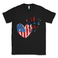Black 4th of july american flag heart butterfly Classic Tee - MaliasSmallBusiness